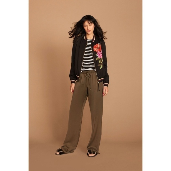 💕TRINA TURK💕 Adonia Wide-Leg Palazzo Pants Olive Green Large L NWT - Picture 1 of 8